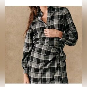Sézane Monochrome Plaid Shirt Dress eu 34 / us2